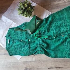 Allegra Masetti l Linen l Dress l Green l Made in Italy l  l Small l 100% Linen